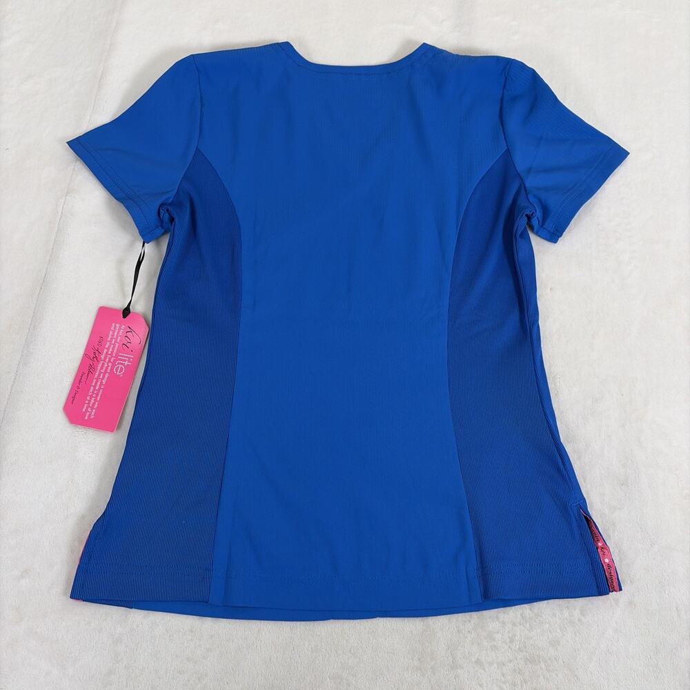 NWT Koi Lite Scrub Top Womens Slim Fit XS Blue Scrub Top Medical Nurse Charity - Picture 13 of 13